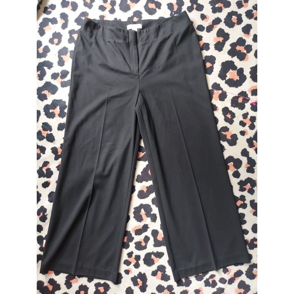 Chico's Women's Black Slacks 2 Wide Leg Front Crease Straight Leg